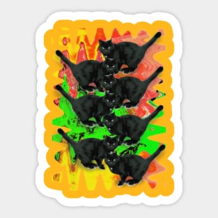 Psychedelic Black Cat Funny Melty colorful background surreal collage Sticker